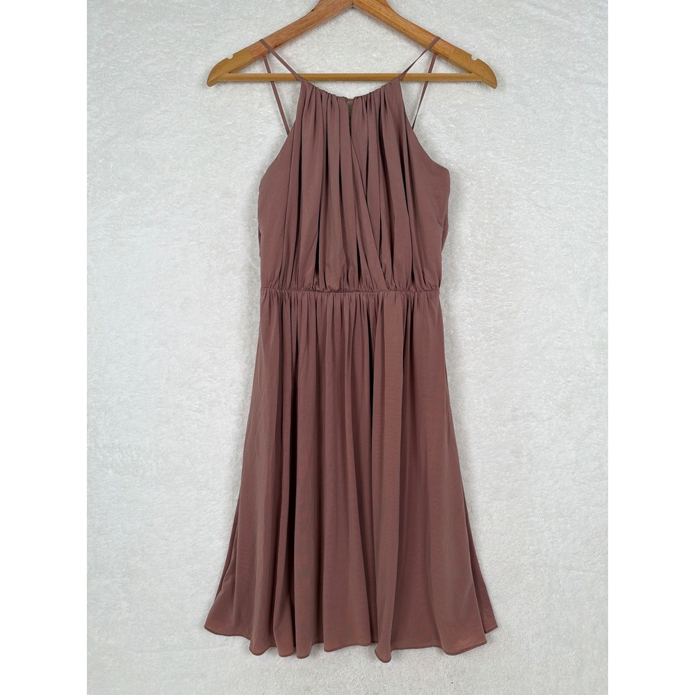 J.Crew Halter Dress Womens 8 Mauve Pink Pleated Cocktail Wedding Guest D
